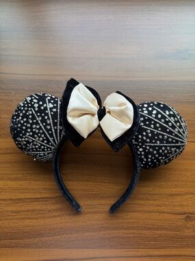 Custom Ears Black Glitter Firework Ears Champagne Bow Small Shop